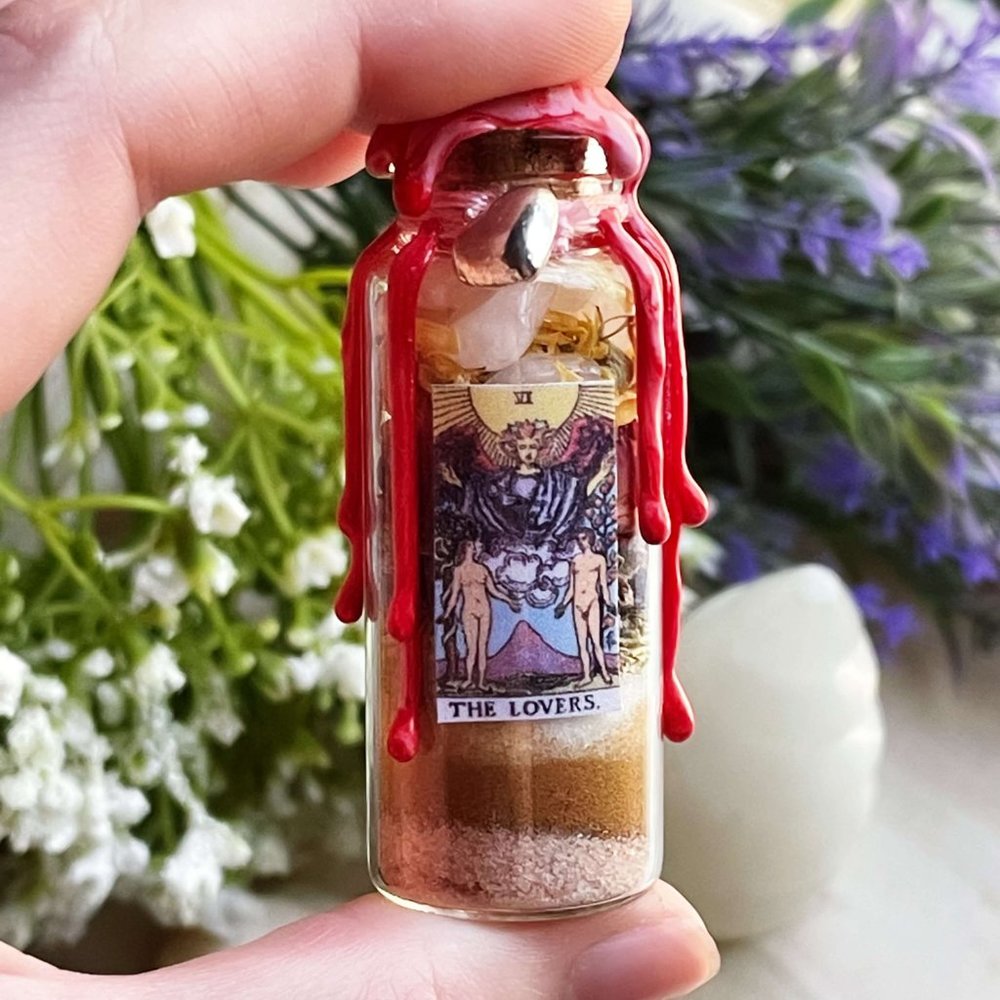 The Lovers Tarot Spell Jar for Love Romance Passion Connection Communication